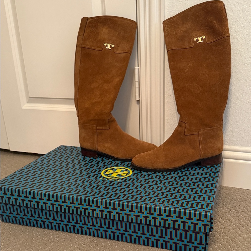 Tory Burch Tan Suede Knee-High Boots